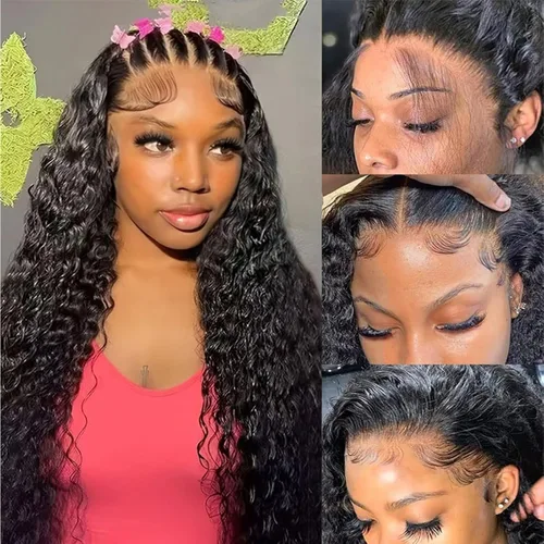 Vista 12 de Pelucas de cabello humano con encaje frontal HD de 13 x 6 pulgadas, cabello humano prearrancado, color negro natural, sin pegamento, peluca