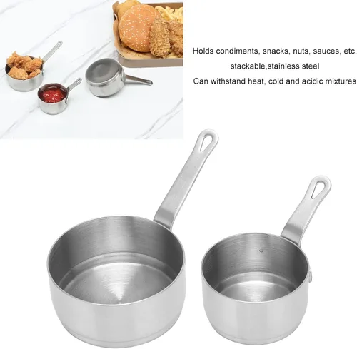 Vista 2 de 2 mini salsas de acero inoxidable, capacidad de 5.5 onzas, plata, sin tapa, apilable, adecuado para el hogar, restaurante, picnic