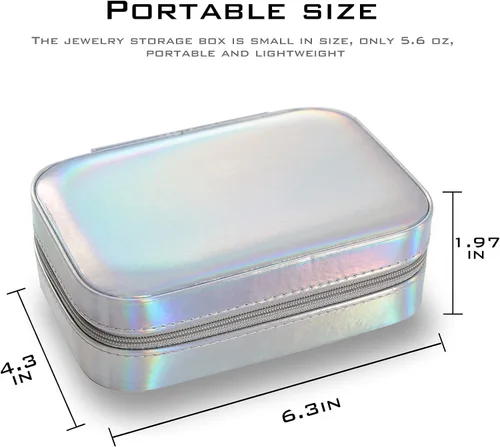Vista 5 de Shemboli Caja de joyería pequeña, organizador portátil de piel sintética de viaje portátil, doble capa, organizador de almacenamiento de joyas
