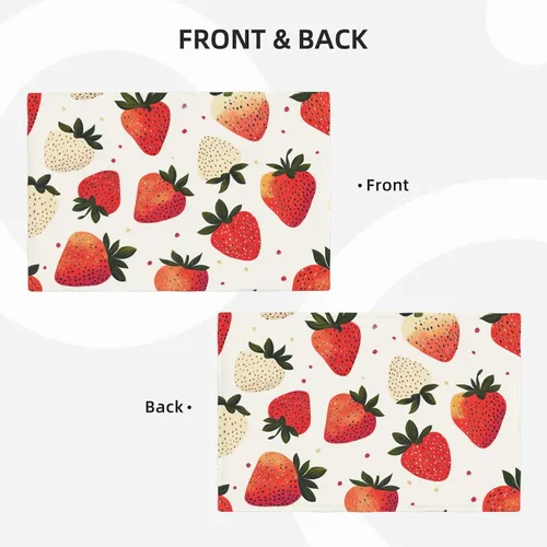 Vista 3 de Juego de 6 manteles individuales lavables con diseño de fresa dulce, para primavera y verano, frutas, resistentes al calor, de algodón y lino