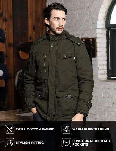 Vista 4 de Chaqueta WenVen, parca de invierno con capucha extraíble, cálida, para hombre