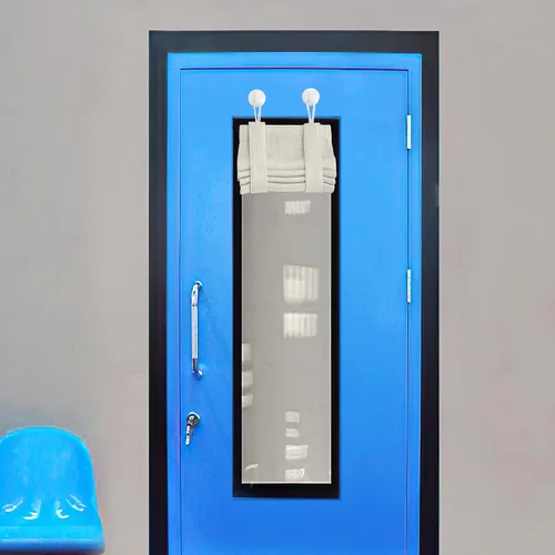 Vista 25 de NICETOWN Cortinas pequeñas para puerta francesa con ganchos autoadhesivos, cortinas opacas de lino sintético con aislamiento térmico para puertas