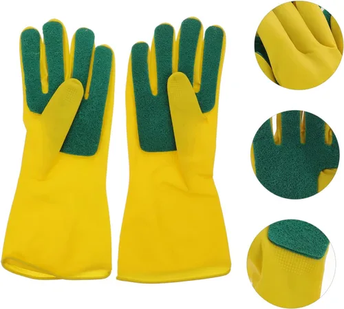 Vista 4 de 1 par de guantes de limpieza de The Mitten Guauntlets para limpieza de platos reutilizables