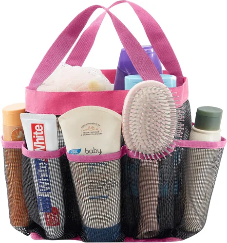 Vista 15 de Lifewit Organizador de ducha de malla portátil para dormitorio universitario con 7 bolsillos, cesta organizadora colgante independiente, bolsa