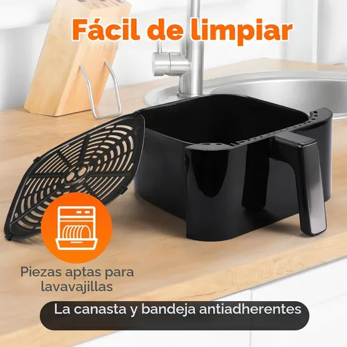 Vista 6 de Freidora de aire de gran capacidad de 6.2 cuartos de galón de 1500 W con cesta antiadherente, freidora de aire multifunción 8 en 1 con preajuste