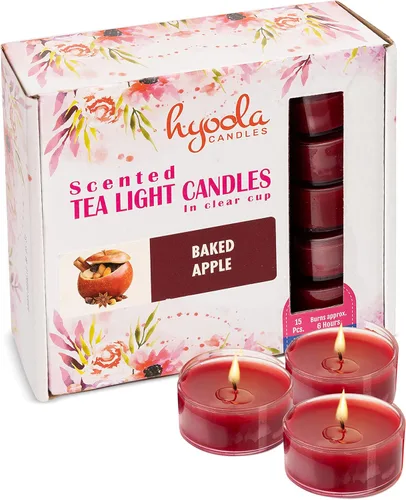 Vista 14 de HYOOLA Velas aromáticas de vela – Taza transparente – Velas perfumadas de vainilla – 6 horas de tiempo de combustión – Paquete de 15 – Fabricado