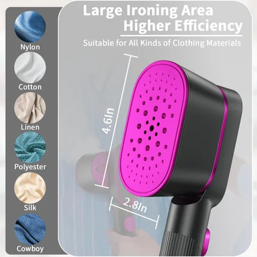 Vista 5 de Vaporizador portátil de mano para ropa, vapor de 1000 W para viajes y hogar, removedor de arrugas de tela 2 en 1, calentamiento rápido 20S, plancha