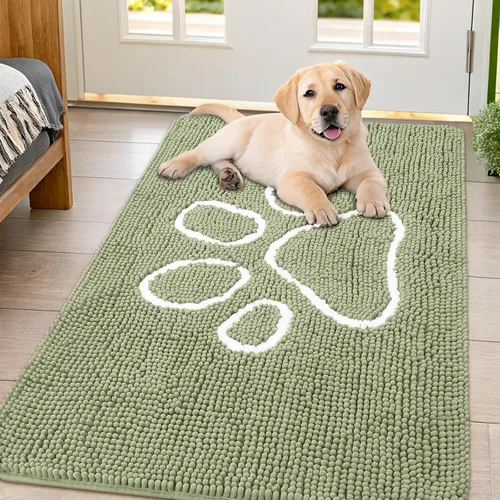 Vista 109 de Smiry Tapete para puerta de perro para patas fangosas, absorbente y Gris y negro
