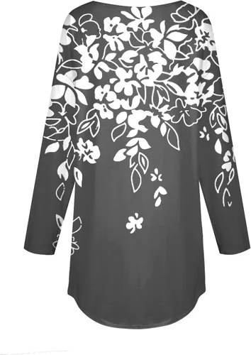Vista 3 de Sweatshirt for Women Round Neck Long Sleeve Pullover Tops Printing Lightweight Outfits Hide Belly Sweatshirts
