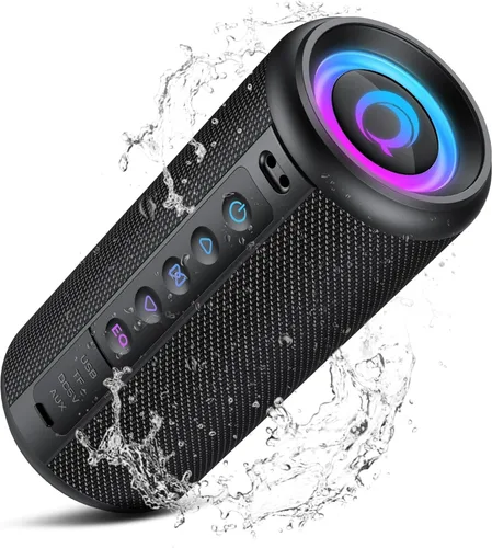 Vista 9 de Altavoz Bluetooth portátil, altavoz inalámbrico 2026 con sonido estéreo HD Negro claro