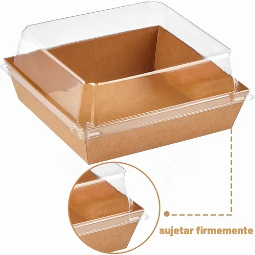 Vista 3 de Kucoele Paquete de 20 Cajas Pequeñas de Charcutería con Tapas Transparentes, Cajas de Papel para Postres Para Llevar, Cajas de Panadería
