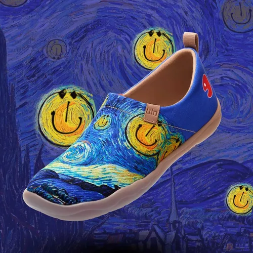Vista 2 de UIN Zapatillas de lona para hombre, ligeras, planas, para caminar, informales, cómodas, pintadas, para viajes