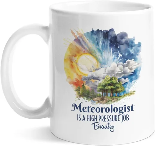 Vista 21 de Taza de café personalizada Storm Chaser con nombre, taza de cerámica de tornado personalizada para meteorólogo, regalos novedosos para amantes