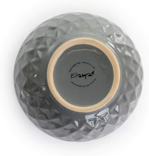 Vista 4 de Elama Round Stoneware Collection - Juego de vajilla de 16 piezas, pizarra y perla