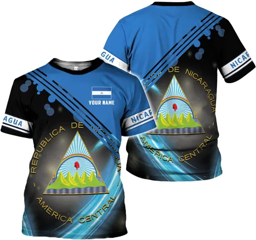 Vista 2 de Paniprints - Camisa personalizada de Nicaragua 3D, camisas con la bandera de Nicaragua, camisetas nicaragüenses, camisetas unisex para hombres