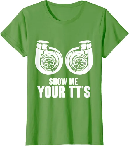 Vista 53 de Funny Show Me Your TT's Twin Turbo Car Racing Camiseta, Negro, S