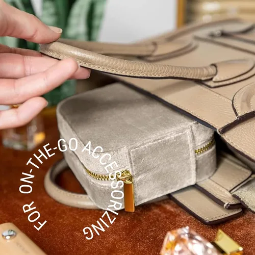 Vista 7 de Joyeros de viaje de terciopelo afelpado para mujer, caja organizadora de joyas, estuche pequeño de viaje para joyería , organizador de aretes