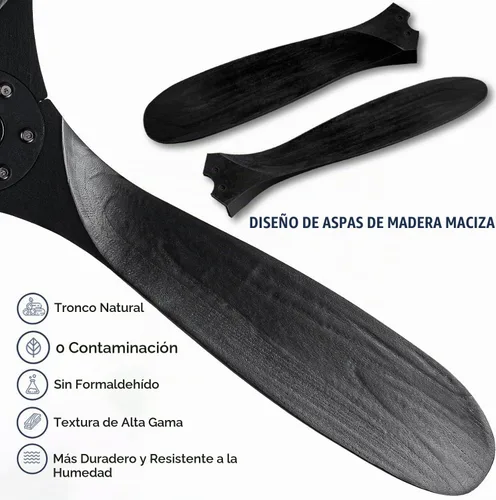 Vista 8 de Ventilador de techo inteligente negro de 52 pulgadas con luces, ventilador de techo para exteriores para patio, ventilador de techo de 3 aspas