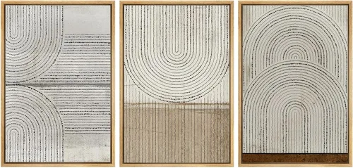 Vista 176 de SIGNWIN Lienzo enmarcado para pared, juego de arte neutro de bosque brumoso, ilustraciones en tono tierra, arte moderno, decorativo, bohemio