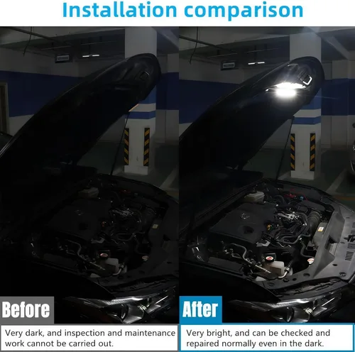 Vista 6 de GraceYou - Kit de luces LED para debajo del capó, impermeable, 12 V, luces LED para automóvil, barras, capó de automóvil, luces de inspección