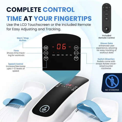 Vista 2 de Máquina Elíptica Bajo Escritorio – Ejercicio de Pedal Eléctrico Sentado para Adultos y Mayores, Silencioso Ejercicio de Piernas Elíptico con Control