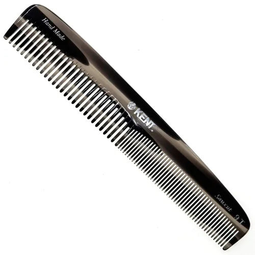 Vista 15 de Kent 9T Peine de dientes finos y dientes anchos de caparazón de tortuga - Gran peine de vestir de cabello fino hecho a mano y cortado con sierra