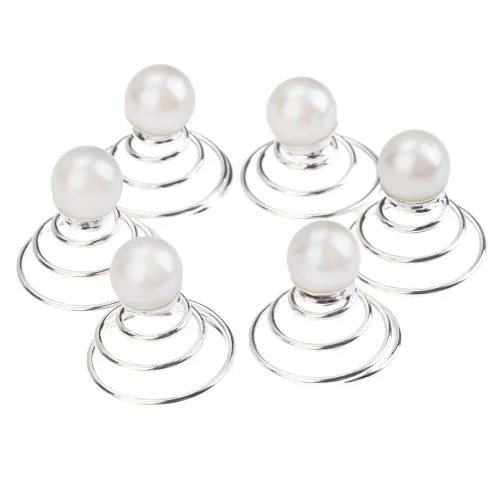 Vista 6 de Vpang 12 horquillas en espiral para el cabello, espirales, espirales, pinzas para el cabello para boda, novia, diamantes de imitación de perla, Tipo