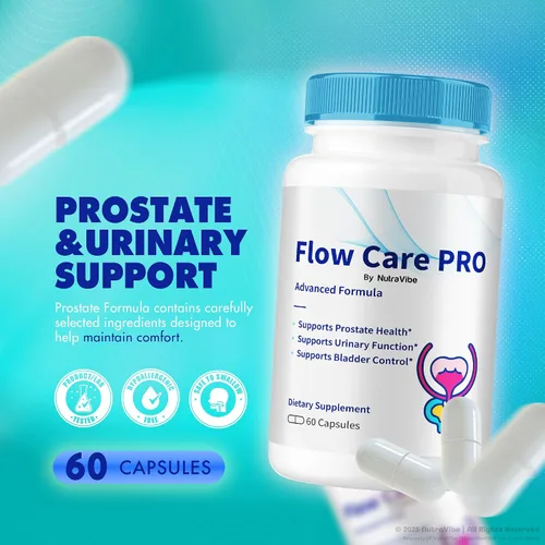 Vista 3 de Flow Care Pro - Apoyo oficial para la salud de la próstata y la vejiga con ingredientes naturales para el flujo urinario, comodidad y sueño sin