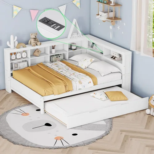 Vista 9 de HomSof Cama individual con 2 cajones, madera maciza, no necesita somier, gris