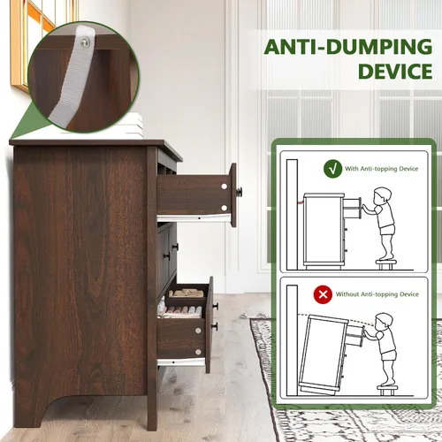 Vista 7 de Vikiullf Cómoda de 7 cajones – Cómoda de granja para dormitorio, cómoda rústica de madera, armario de almacenamiento para dormitorio, sala de estar