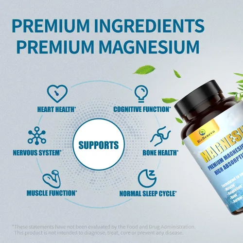 Vista 7 de Complejo de magnesio 5 en 1 320 mg de glicinato de magnesio, malato, citrato Apoyo para el sueño, la relajación muscular y el metabolismo