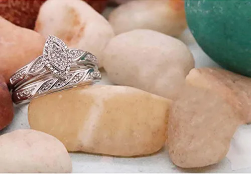 Vista 2 de Dazzlingrock Collection Anillo de compromiso para mujer con diseño de marquesa de 0.09 quilates (tw) con marco marquesa, estilo racimo, con banda a