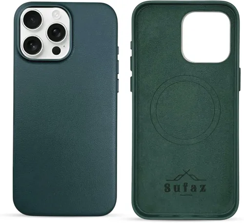 Vista 14 de Funda de piel para iPhone 14 Pro Max compatible con MagSafe, funda de piel de vaca auténtica de grano completo, botones de metal galvanizado, forro