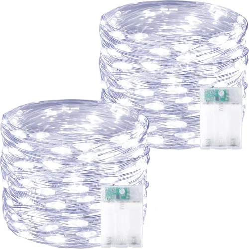 Vista 20 de Serie de luces LED RGB parpadeantes que cambian de color, funciona con pilas, para decoración de interiores y exteriores, con temporizador y control