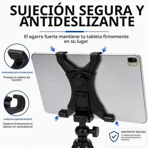 Vista 4 de Acuvar Soporte universal de trípode para tableta, adaptador de soporte ajustable para iPad, Samsung Galaxy Tab y Surface, se adapta a tabletas de 8