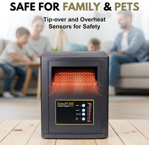 Vista 5 de EdenPURE Classic CopperPLUS Calentador de Infrarrojos — Calentador de Zona de 1500 W Ahorro de Energía para Habitaciones Grandes hasta 1000 pies