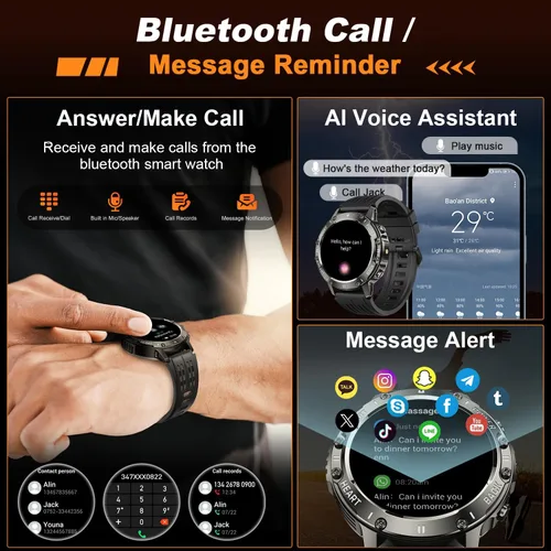 Vista 2 de Smart Watch for Men Fitness Tracker: Smart Watches for Android Phones iPhone Bluetooth Waterproof Make Answer Call Digital Mens Watches Heart Rate