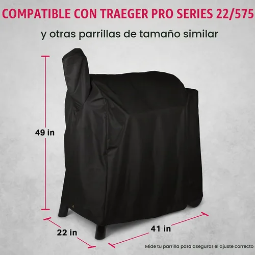 Vista 2 de Grillman - Resistente funda para parrilla de pellets, compatible con Traeger Pro Series 22, 575, modelos Elite, Lone Star Elite, Pro 20