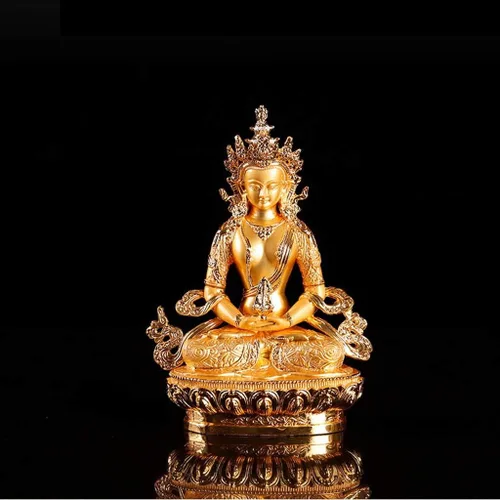 Vista 2 de NYKK Estatua de Buda Longevity/Amitayus 6 pulgadas Buda Aleación Metal Budista Proveedores Hogar/Oficina Decorar Estatua Artesanía Escultura de Buda