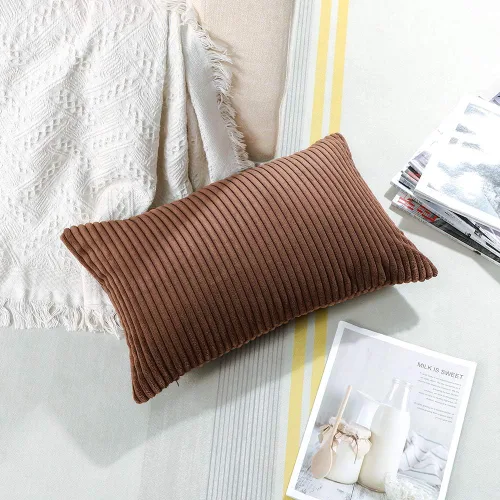 Vista 3 de Artscope Fundas de Almohada de Pana a Rayas Acogedoras Súper Suaves Decorativas Oblongas Fundas de Almohada Decorativa Funda de Cojín para Sofá