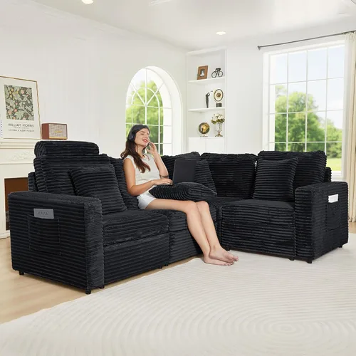 Vista 6 de RARZOE Sofá modular modular sin brazos, sofá modular, 2 sillas sin brazos, asientos de módulo medio para sala de estar, sofá modular seccional