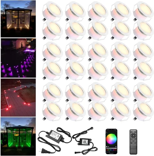 Vista 10 de Lámpara Bluetooth de bajo voltaje empotrable RGB a prueba de agua para intemperie, patio, pasillo, escalera, decoración de jardín. D45 RGBW