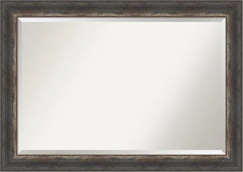Vista 23 de Amanti Art Brown Wall Mirror 25x21 Bark Rustic Char Rectangle Bathroom Mirror for Wall Decor Living Room, Small Rustic Farmhouse Frame, Hangs
