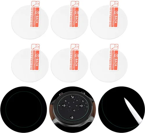 Vista 3 de Hemobllo Película de pantalla transparente 6 unids Película templada redonda Protector de pantalla Protector de cara Smartwatch Protectores