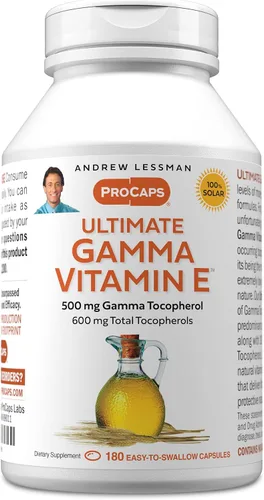 Vista 9 de ANDREW LESSMAN Ultimate Gamma Vitamin E 30 cápsulas blandas - 500 mg de tocoferol gamma, vitamina E protectora. Cuatro formas de alta potencia