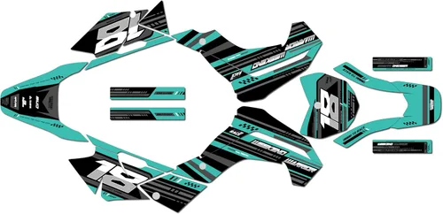 Vista 4 de Kit de gráficos para Kawasaki KLX140R (2019-2023) Warrior Series Blue 09 Mil - Adhesivos para motocicleta Dirt Pit Bike Motocicleta, accesorios