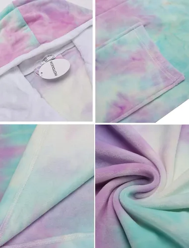 Vista 5 de HOTOUCH Bata de baño con capucha para mujer, bata de felpa súper suave, bata de baño de terciopelo