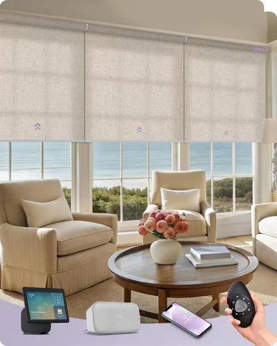 Vista 36 de Graywind Persianas enrollables inteligentes acopladas compatibles con Alexa Google, tamaño personalizado extra grande, persianas motorizadas