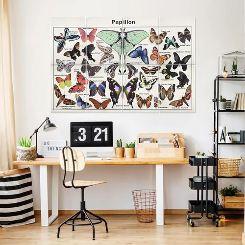 Vista 7 de Paquete de 8 paneles acústicos artísticos insonorizados, paneles de pared acústicos autoadhesivos de 48 x 32 pulgadas, paneles decorativos