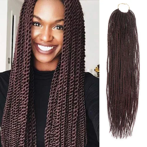 Vista 18 de AU-THEN-TIC Cabello senegalés con trenzas de ganchillo de 22 pulgadas, paquete de 2 paquetes de 40 mechones por paquete, extensiones de cabello